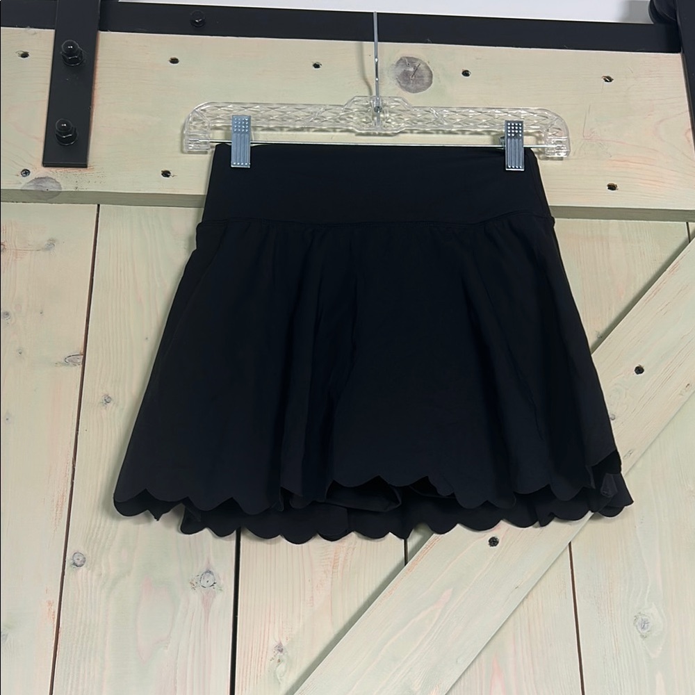 Aerie Black Skater Mini Skirt with Ruffles